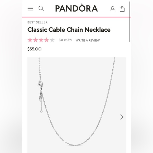 Pandora Necklace with 3 charms. Wore only a few times. Looks brand new. - Picture 4 of 7